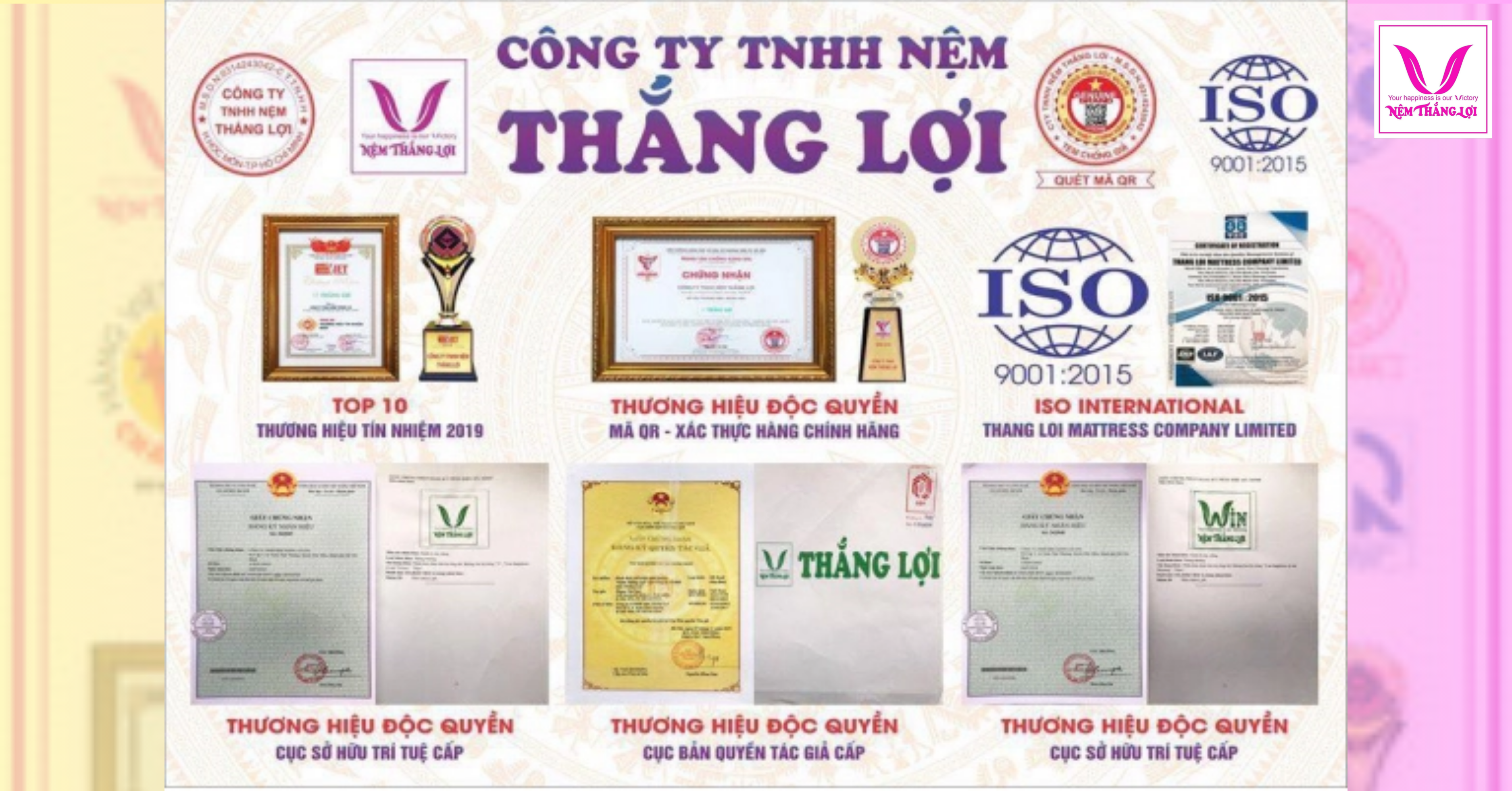 NỆM CAO SU NON THẮNG LỢI nhiều giải thưởng và danh hiệu nổi bậc được nhà nước trao tặng