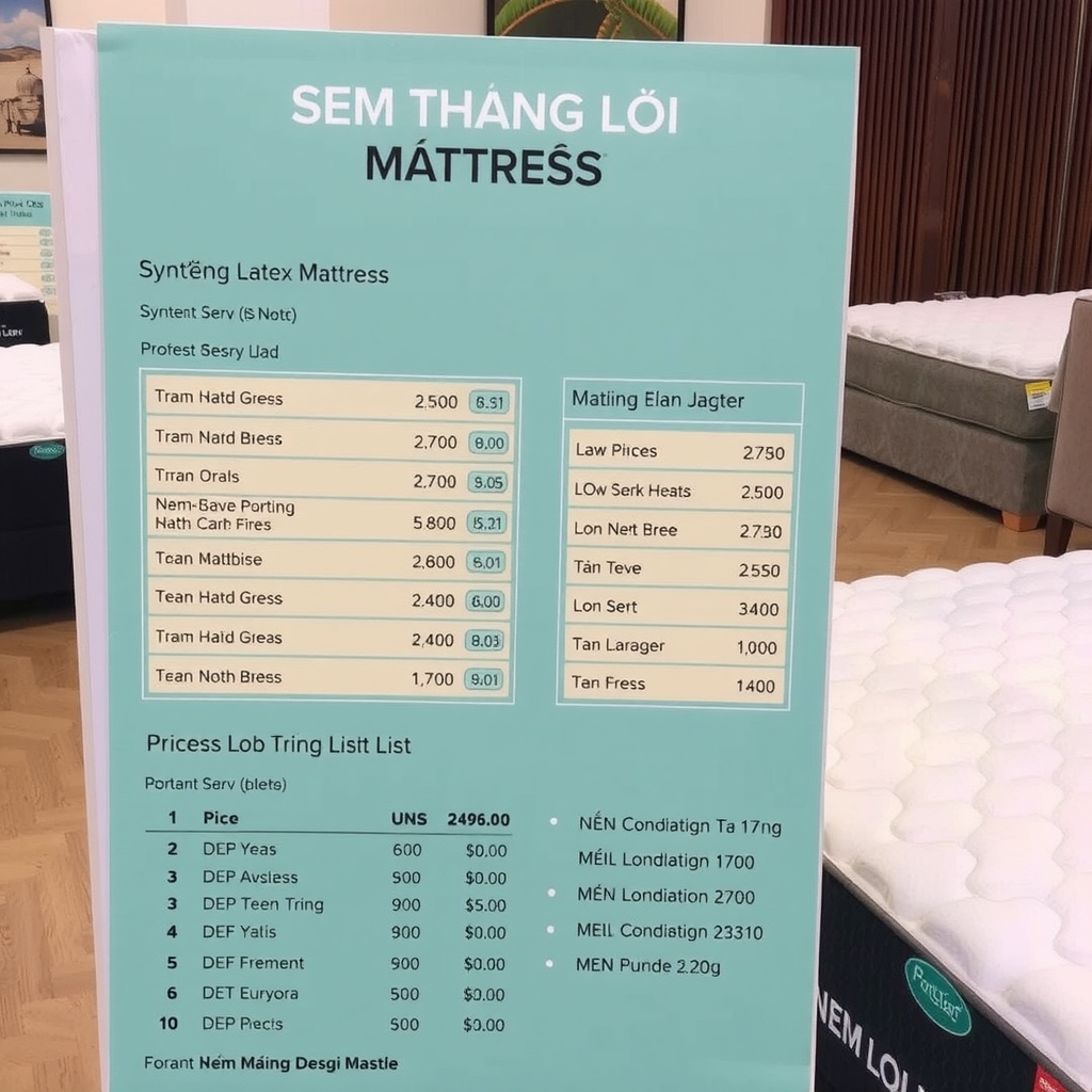 Bảng Giá Nệm Cao Su Nhân Tạo Mới Nhất 2025 Bảng giá nệm cao su nhân tạo tại Nệm Thắng Lợi 2025